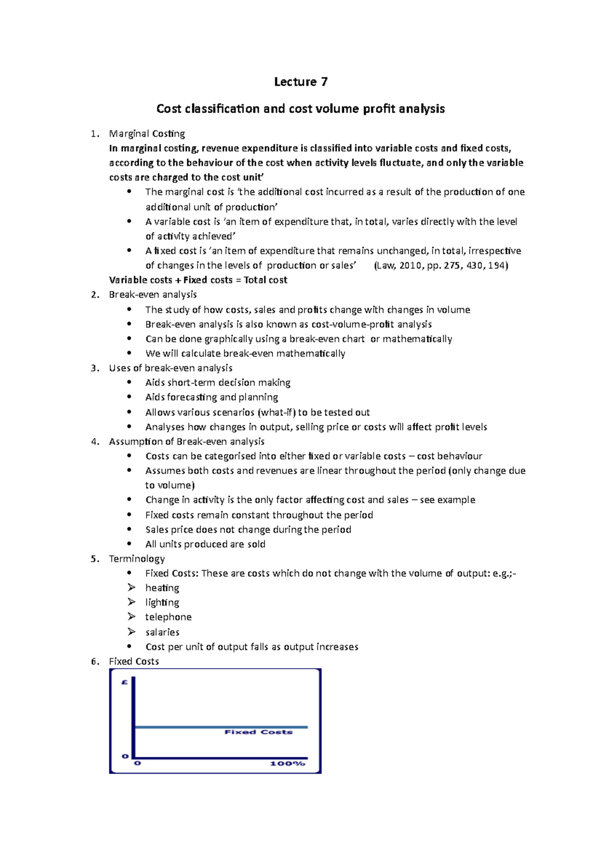 Lecture 7 - Cost classification and cost volume profit analysis ...