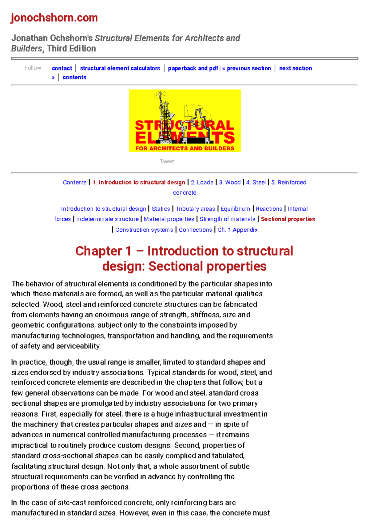 Sectional properties Jonathan Ochshorn's Structural Elements te