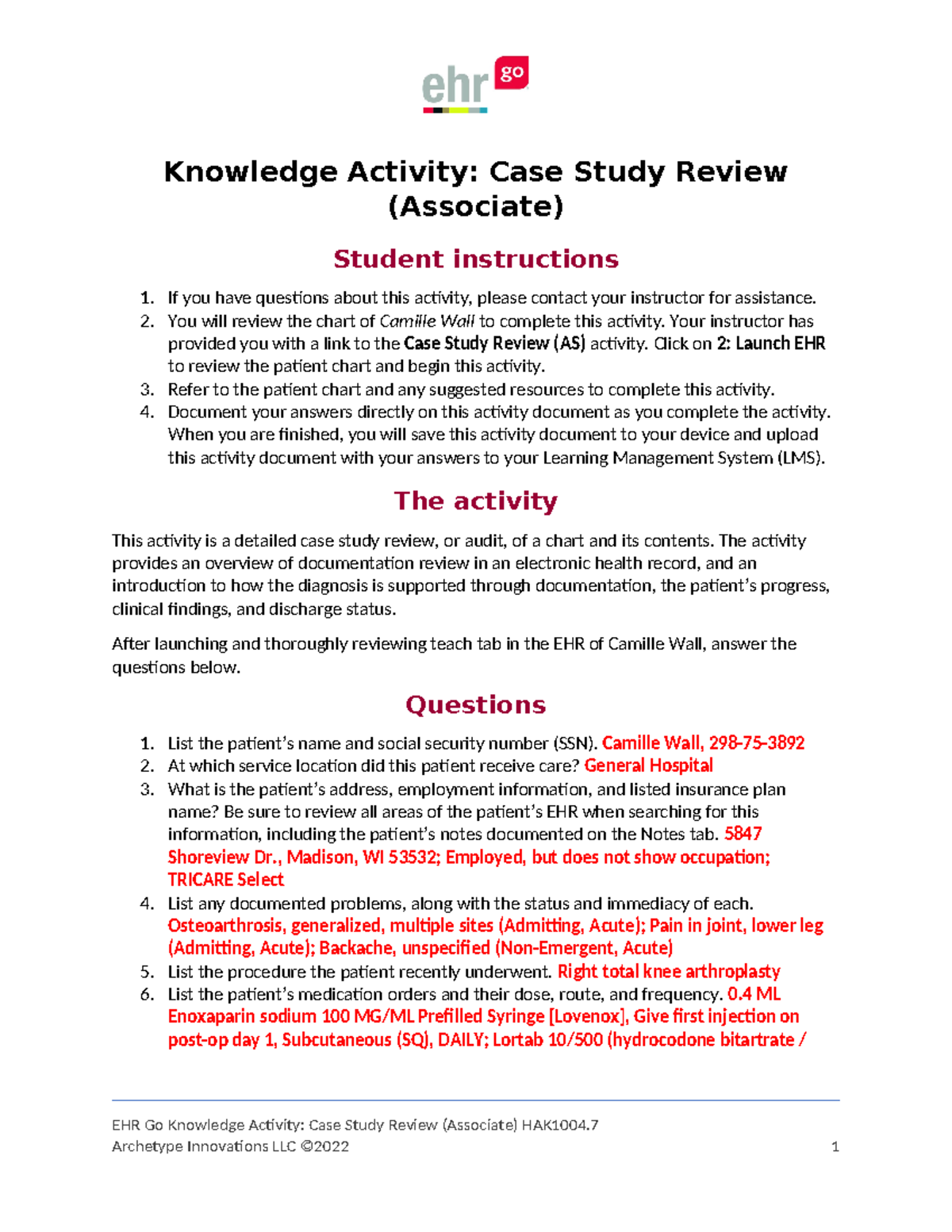 knowledge activity case study review (associate)