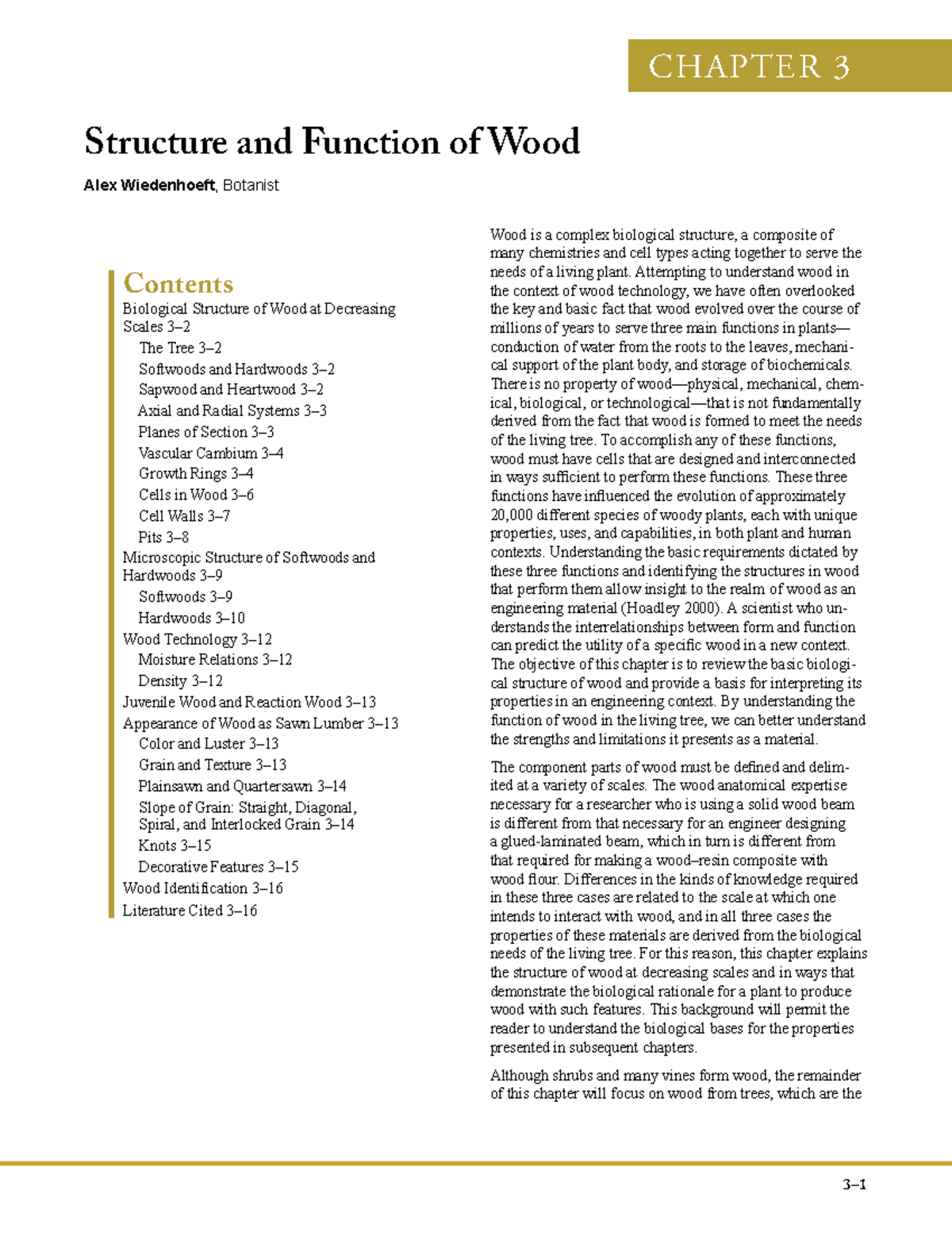Chapter 03 - Nots - CHAPTER 3 Structure and Function of Wood Alex ...