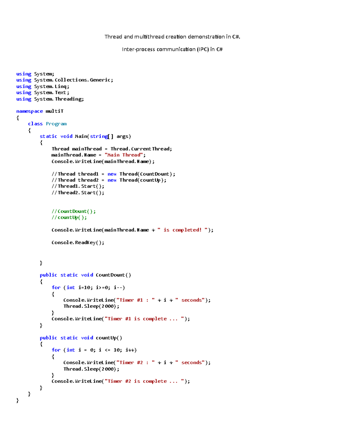 Threads and IPC IN c Thread and multithread creation demonstration in