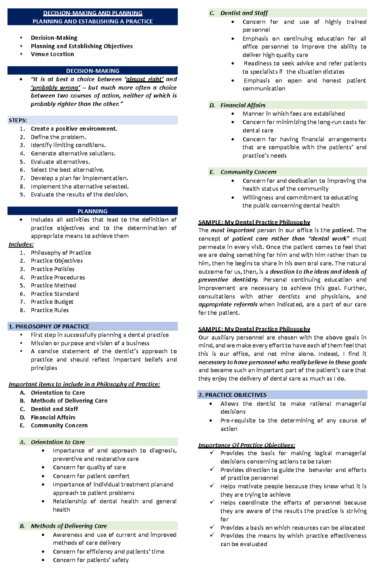 Lesson 2 reviewer Decision Making and Planning - DECISION-MAKING AND ...