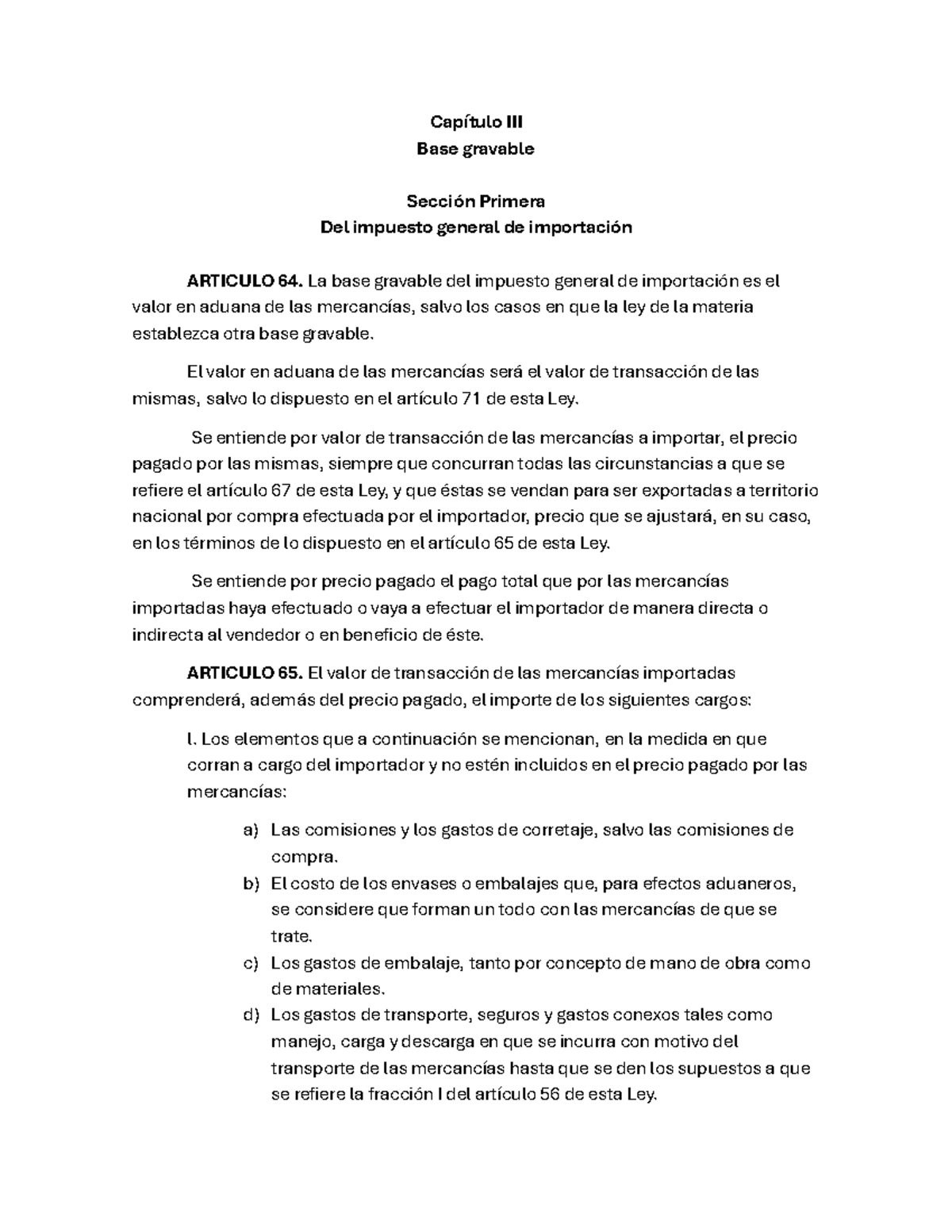 Documento (3) - base gravable - Capítulo III Base gravable Sección ...