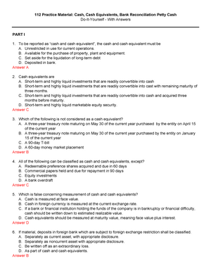 112.Practice Material Bank Reconciliation - Problem I The Entries Of ...