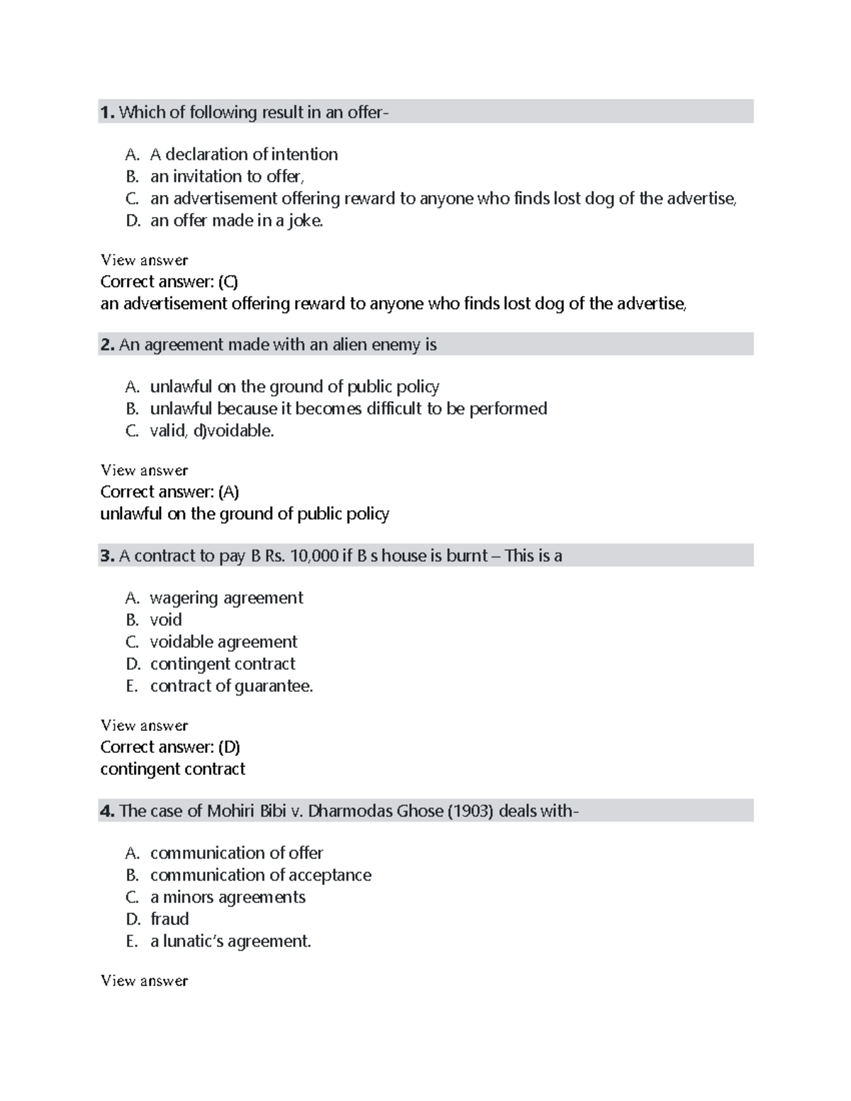 Business Law mcq 1. Which of following result in an offer A. A