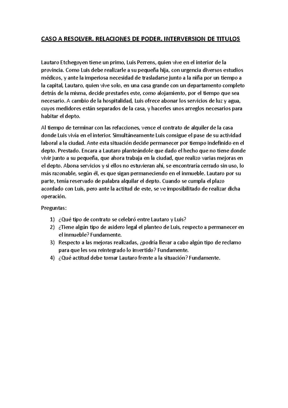 CASO A Resolver. Relac.DE Poder. Interversion DE Titulos - CASO A ...