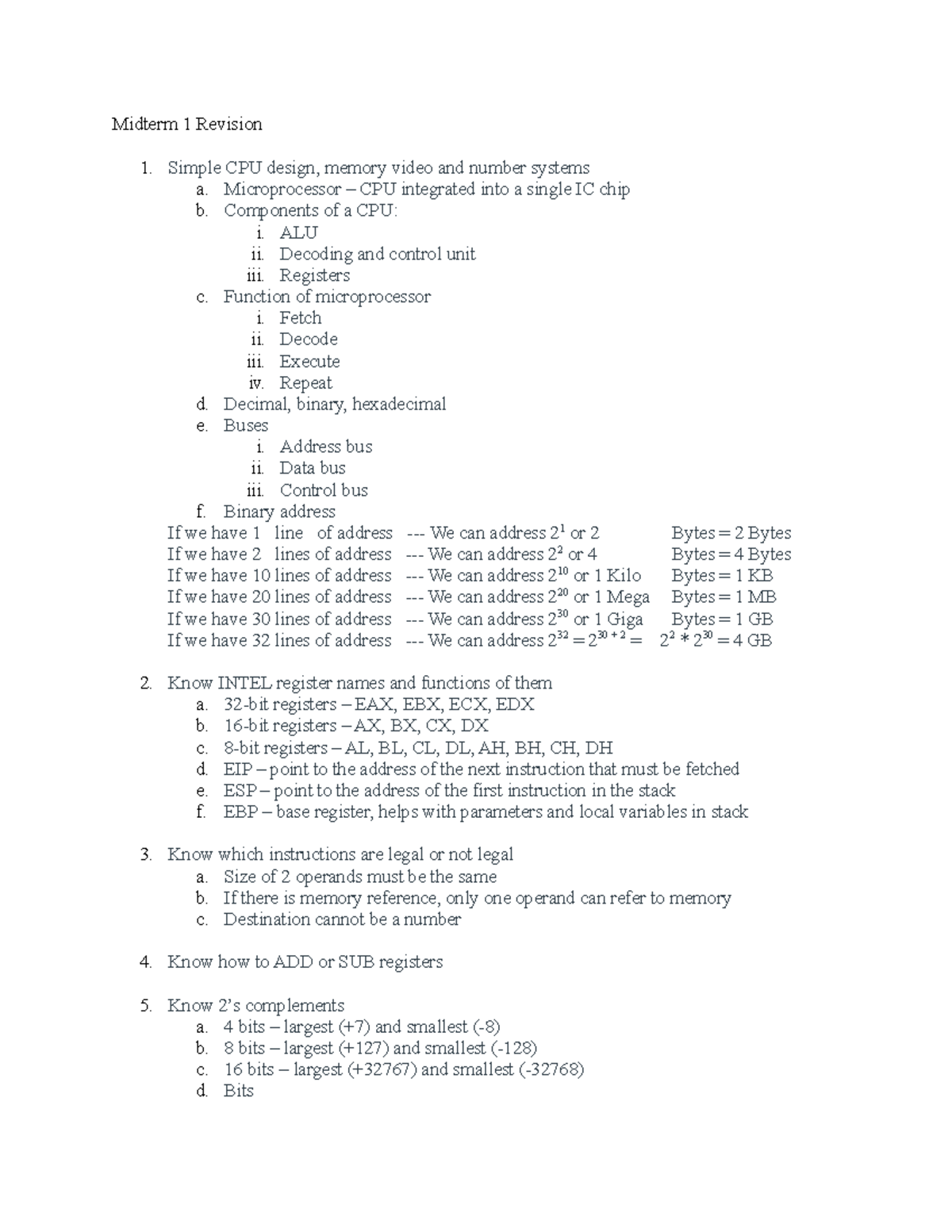 Midterm 1 Revision - CMPE 102 - SJSU - Studocu