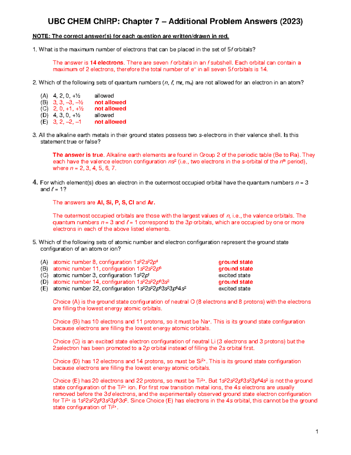 Chapter 7 Additional Problems Answers 2023 - NOTE: The correct answer(s ...