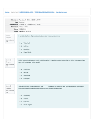 MEIL - EXAM - Home / My courses / BAED-MEIL2122-2312S / SECOND QUARTER ...