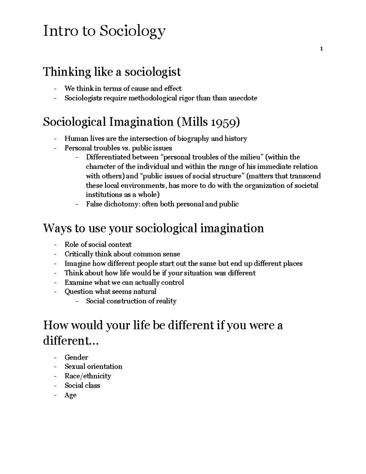 Intro To Sociology - Thinking Like A Sociologist, Sociological ...