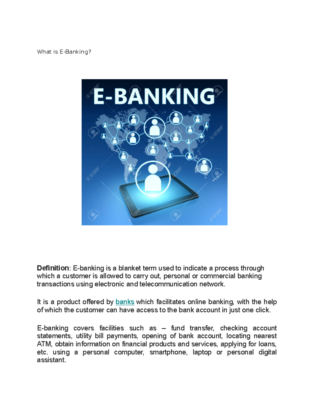 Black BOOK E Banking What is EBanking? Definitionwhich a customer