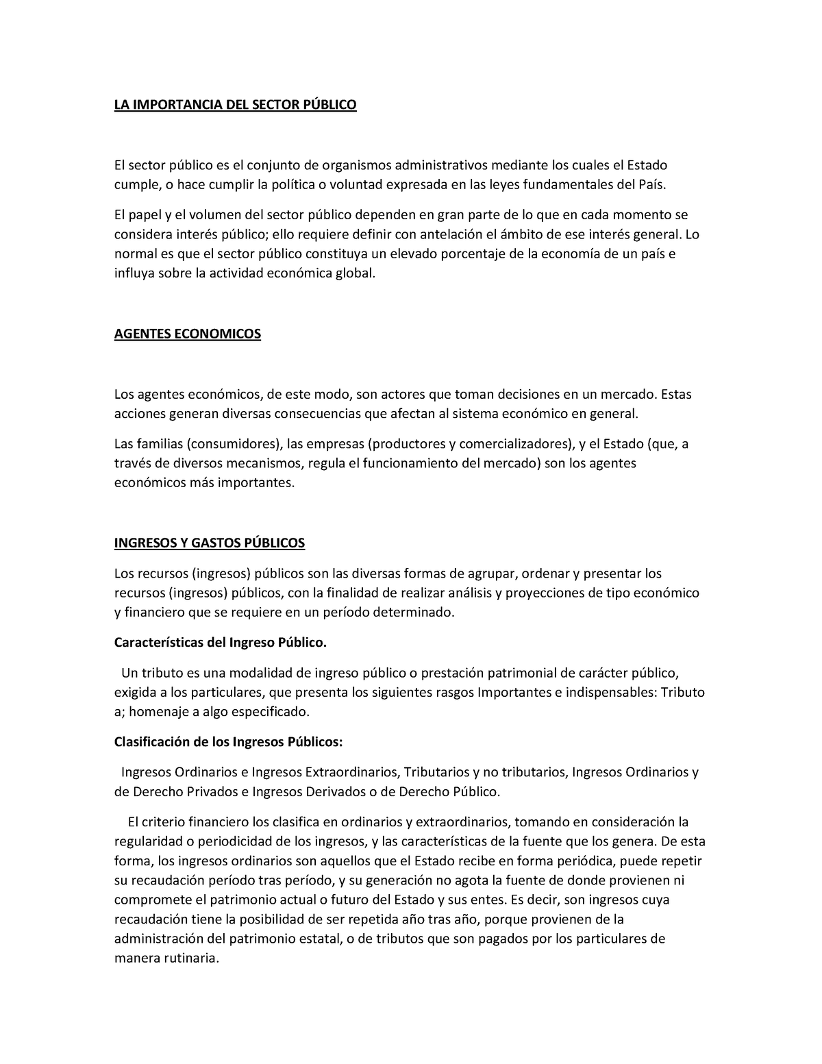 La Importancia Del Sector P Blico La Importancia Del Sector P Blico