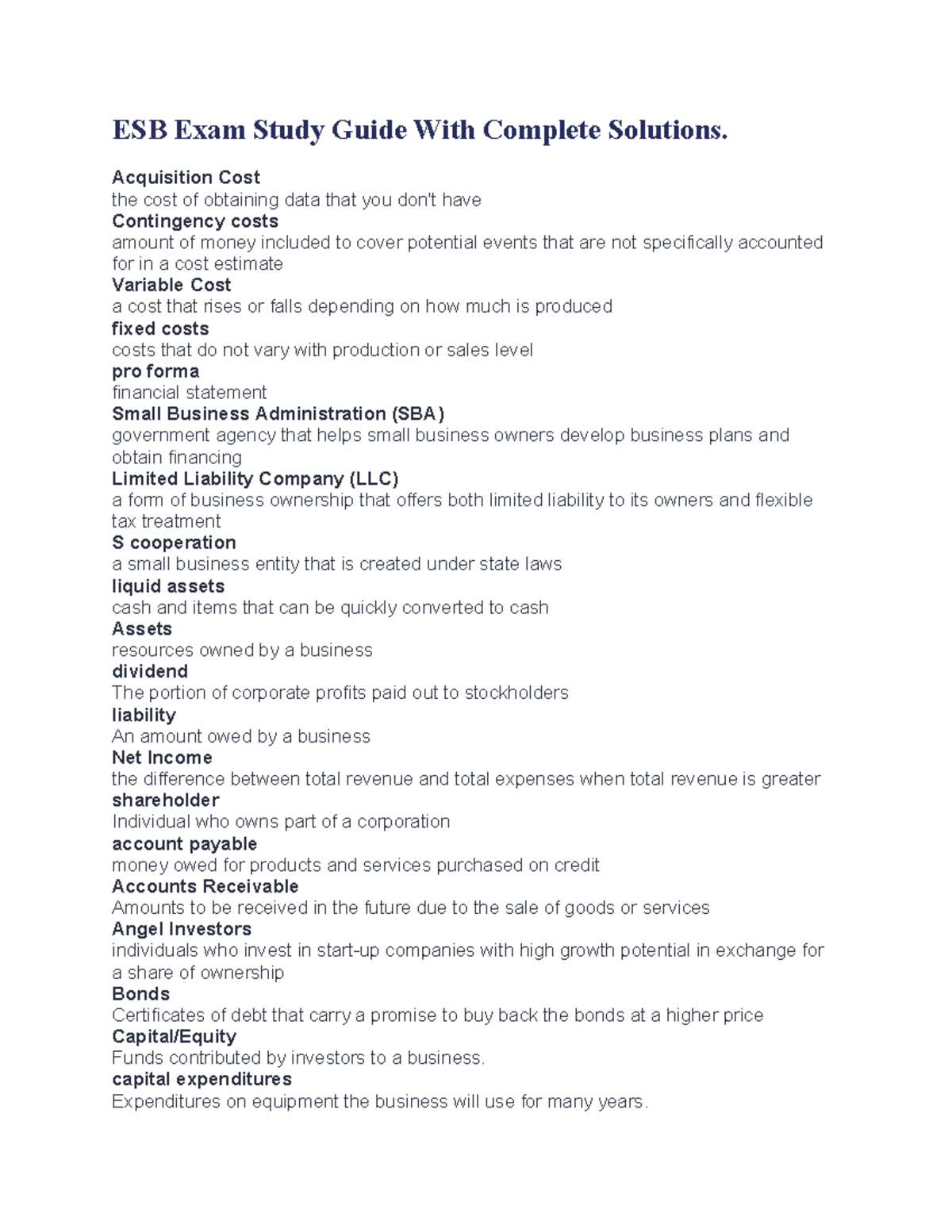 BIOS 251 Exam 1 - ESB Exam Study Guide With Complete Solutions ...