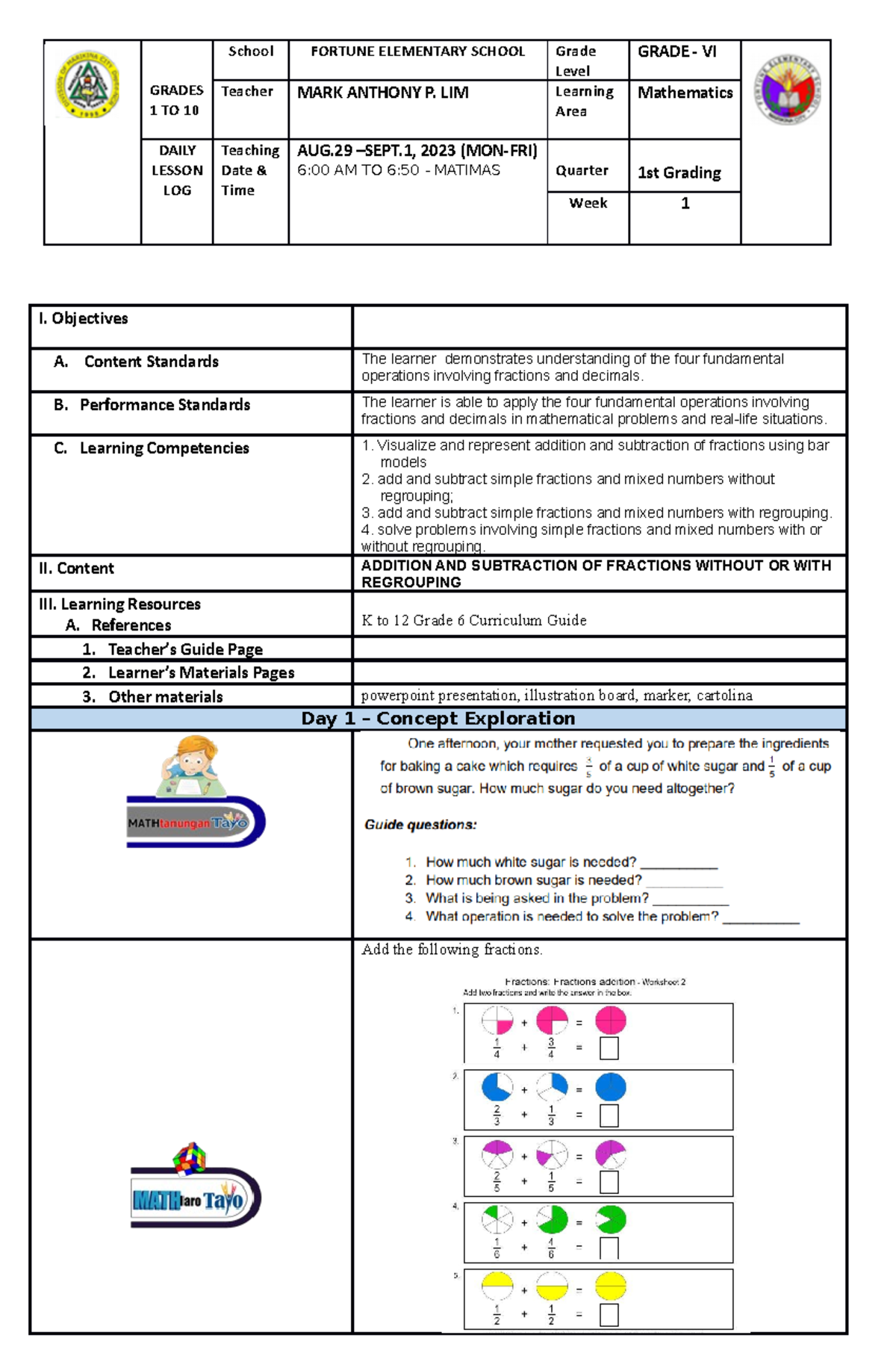 WLP-Q1-Wk1 MATH - fdsafdasfdasfdasfdsafdas - GRADES 1 TO 10 School ...