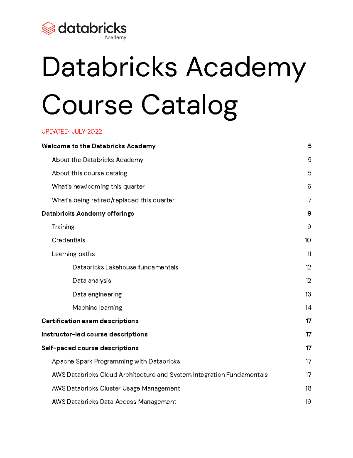 Databrick course-catalog - Databricks Academy UPDATED: JULY Course ...