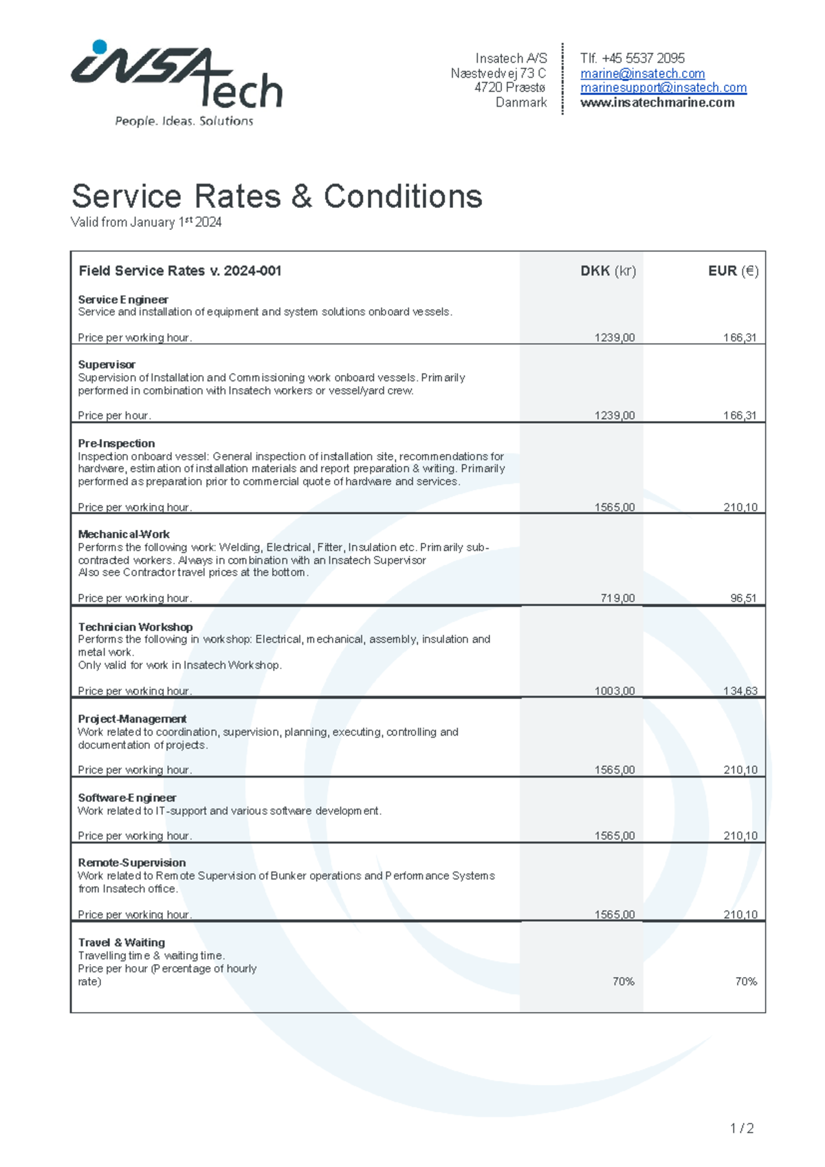 5061 Insatech Insatech Marine Field Service Rates v. 2024-001 ...