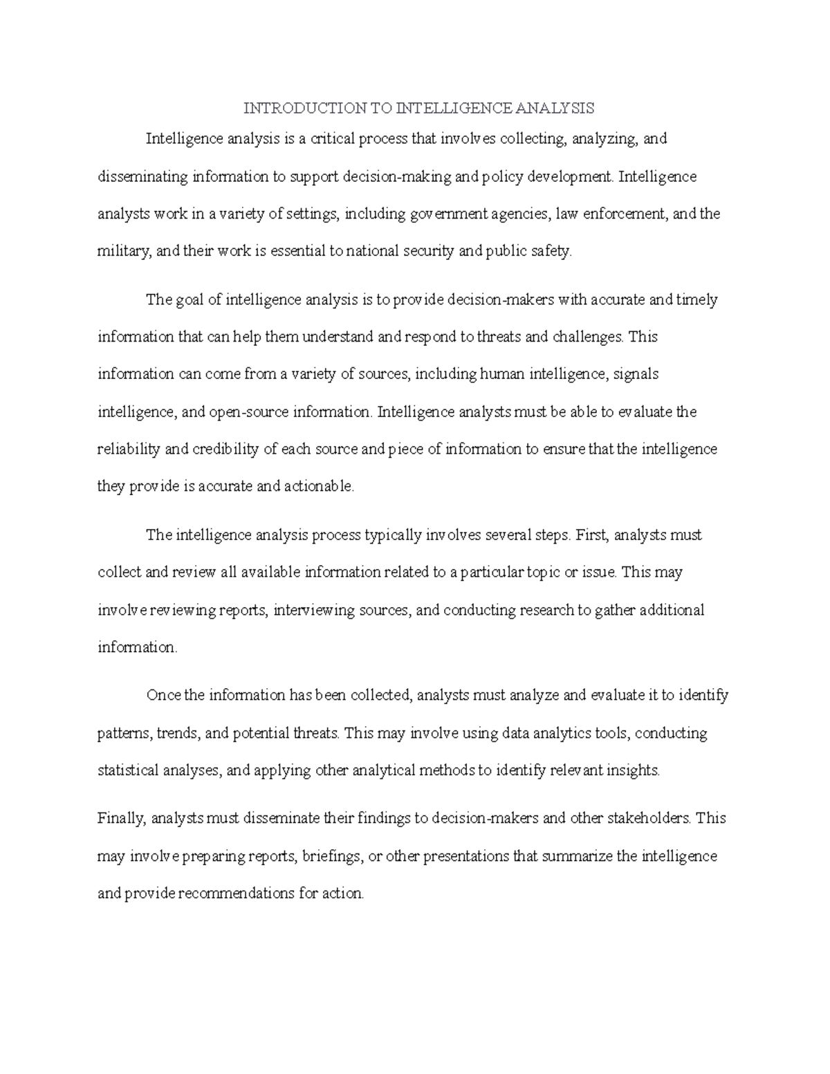 intelligence essay introduction