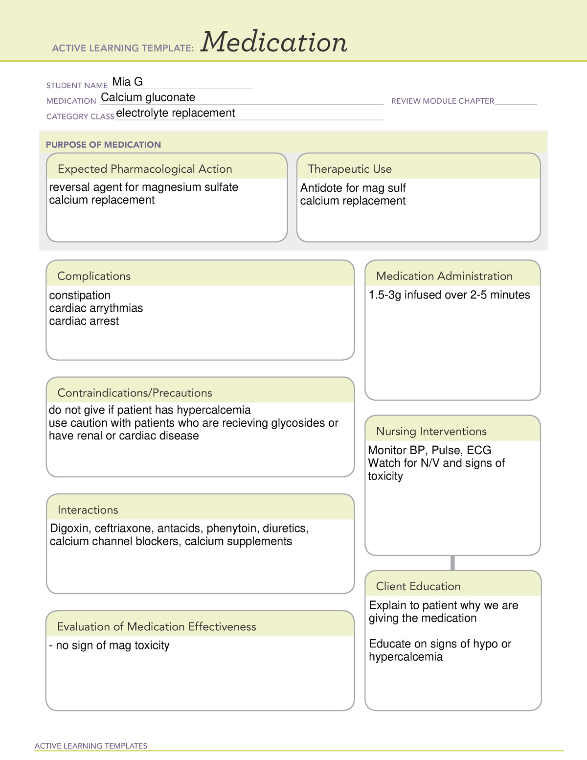 Calcium Gluconate OB Help ACTIVE LEARNING TEMPLATES Medication   Thumb 1200 1553 