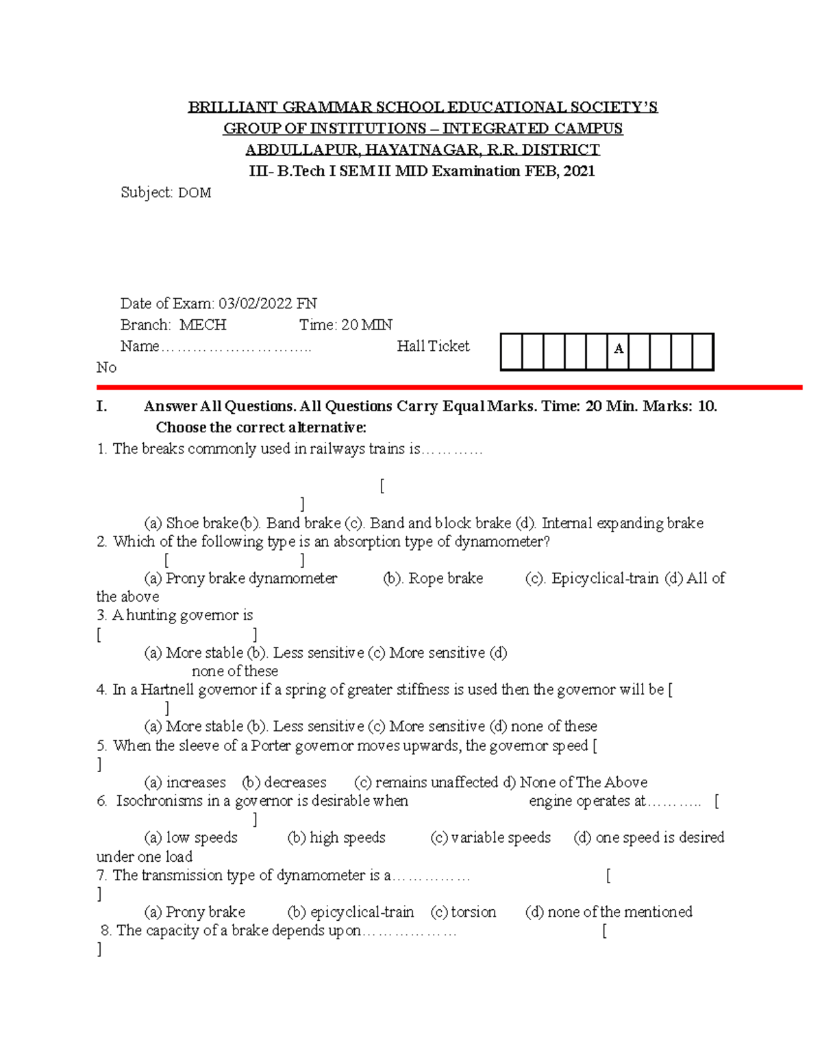 DOM unit 1- Objective - BRILLIANT GRAMMAR SCHOOL EDUCATIONAL SOCIETY’S ...