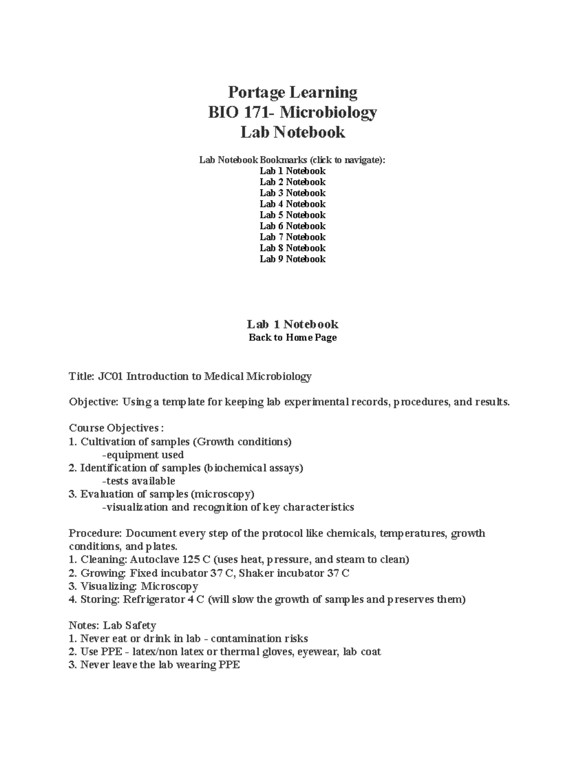 BIOD171 Microbiology Lab Notebook (2)-1 - Portage Learning BIO 171 ...