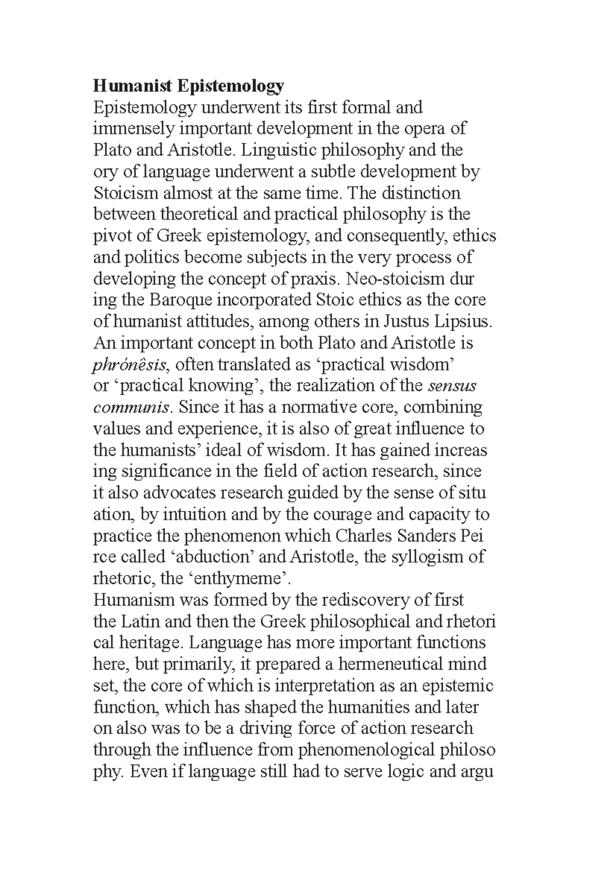 Humanist Epistemology - Humanist Epistemology Epistemology underwent ...