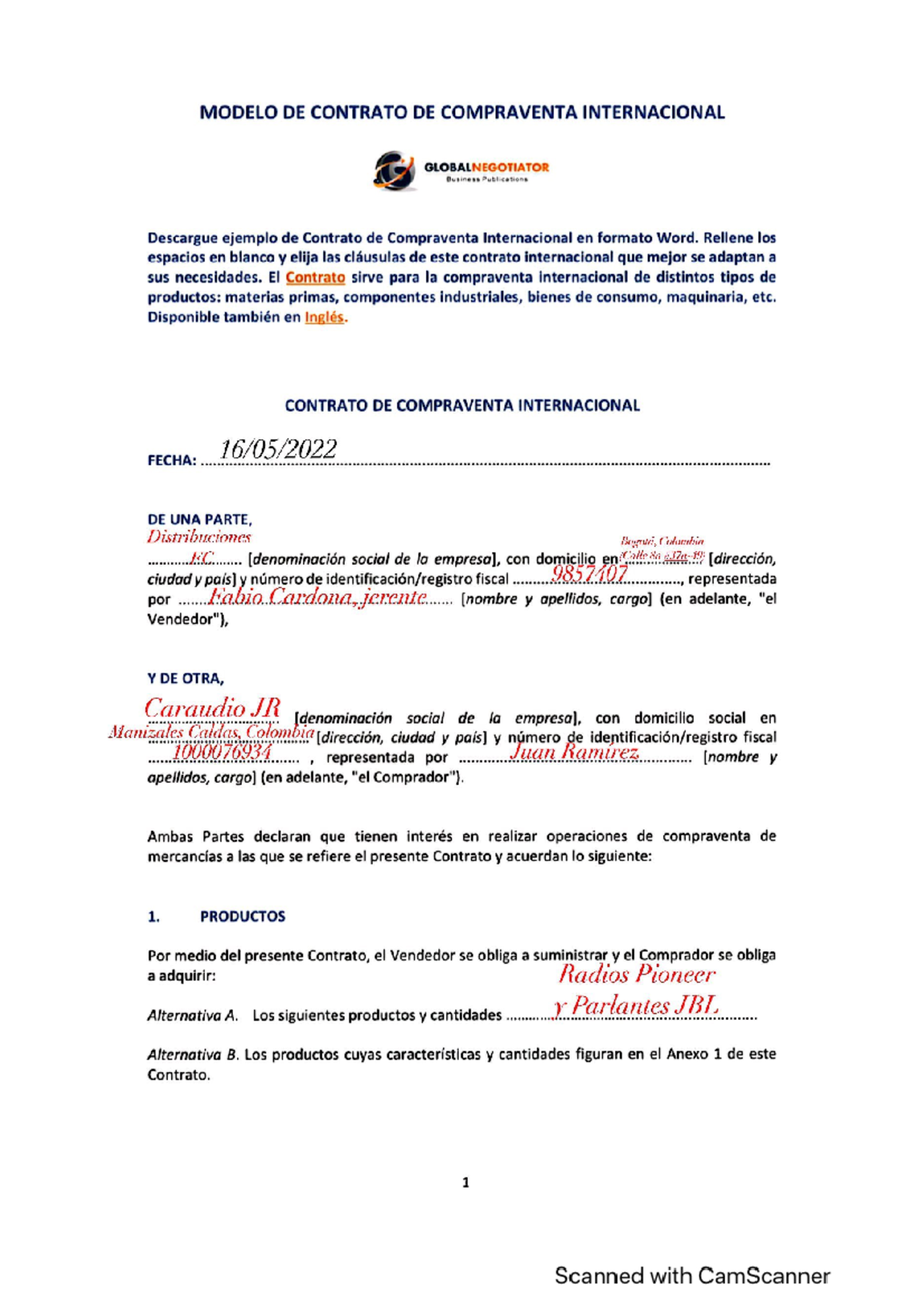 Ejemplo Contrato Compraventa - Derecho Comercial - Studocu