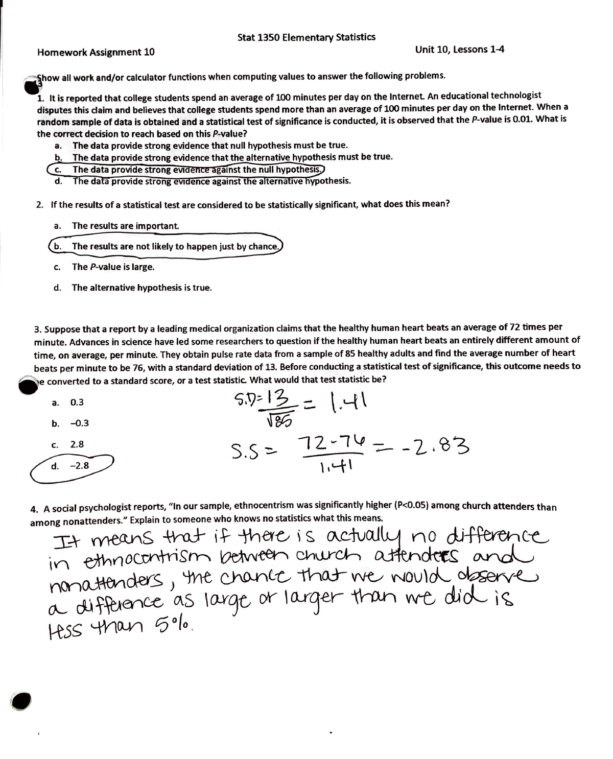 pearson elementary statistics homework answers