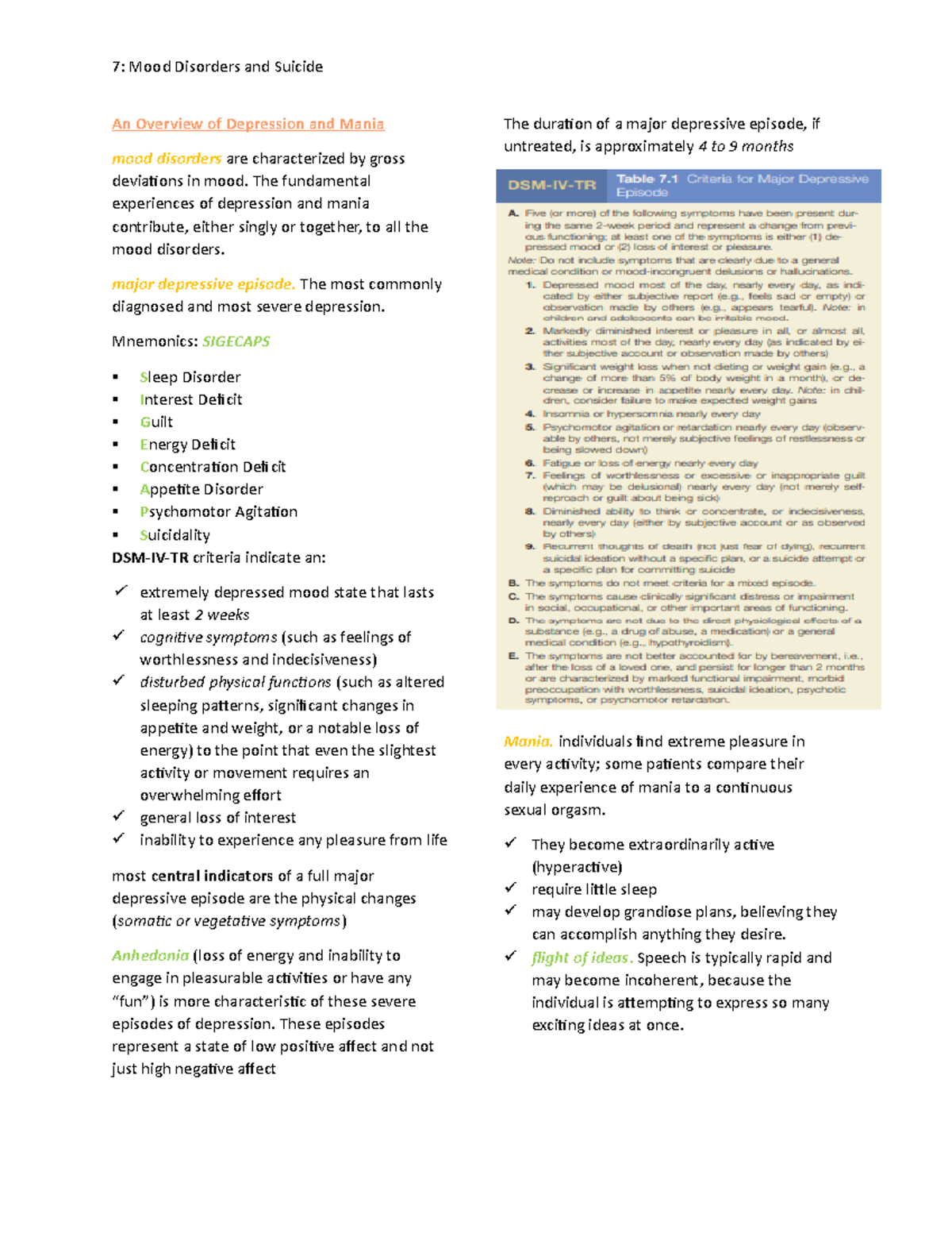 literature review on mood disorder