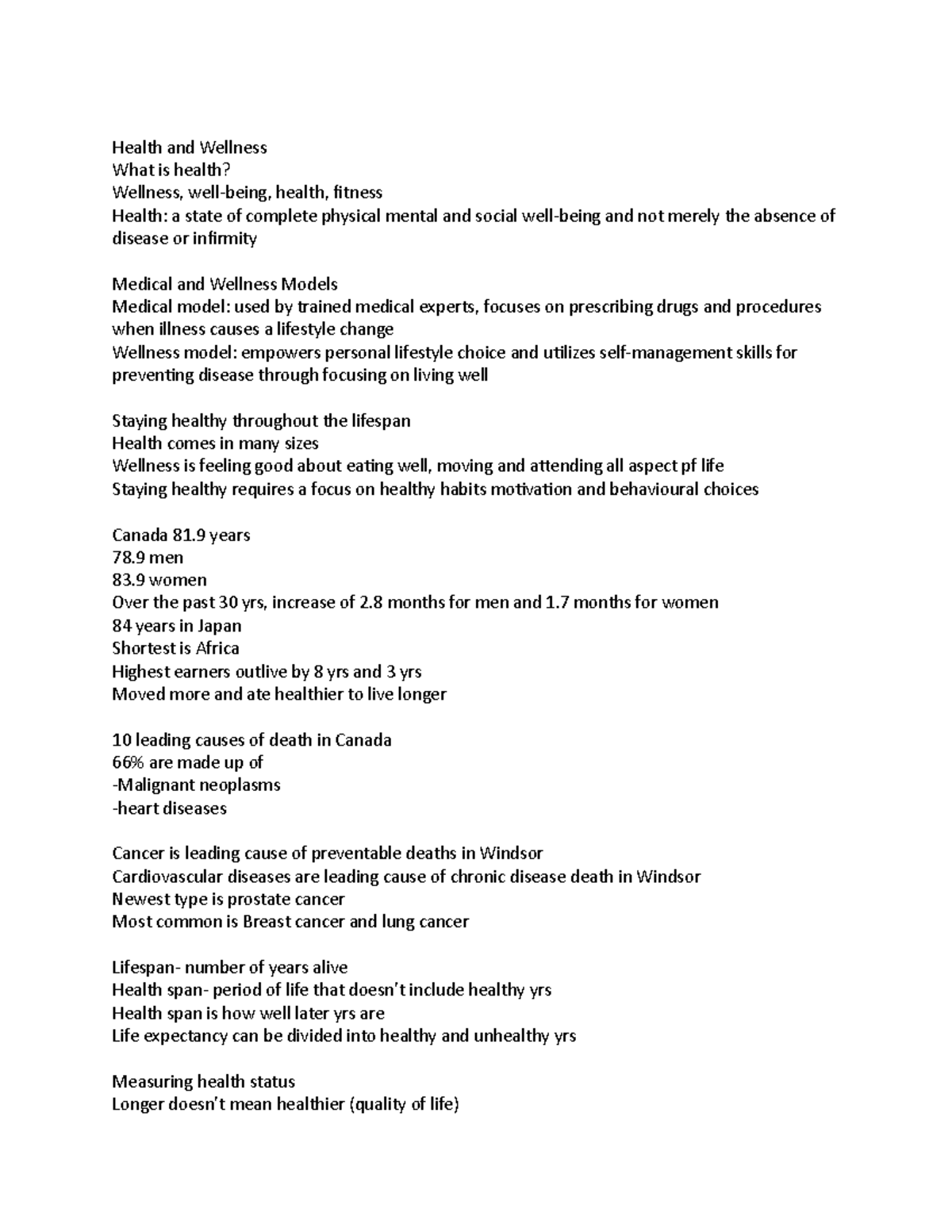Health and Wellness Chapter 1+3 Health and Wellness What is health