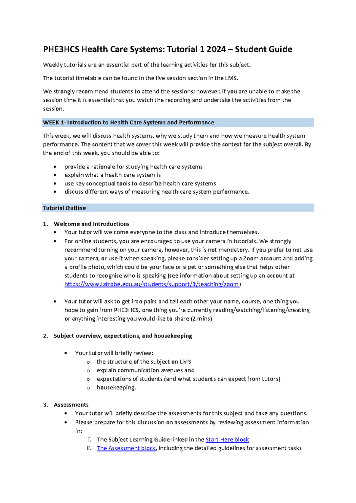 PHE3HCS Tutorial guide Week 1 Student - PHE3HCS Health Care Systems ...