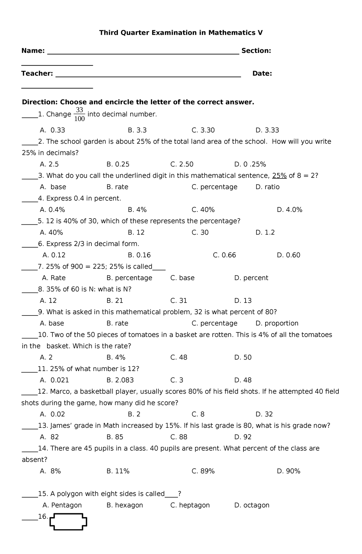 442811273 PT Mathematics 5 Q3 docx - Third Quarter Examination in ...