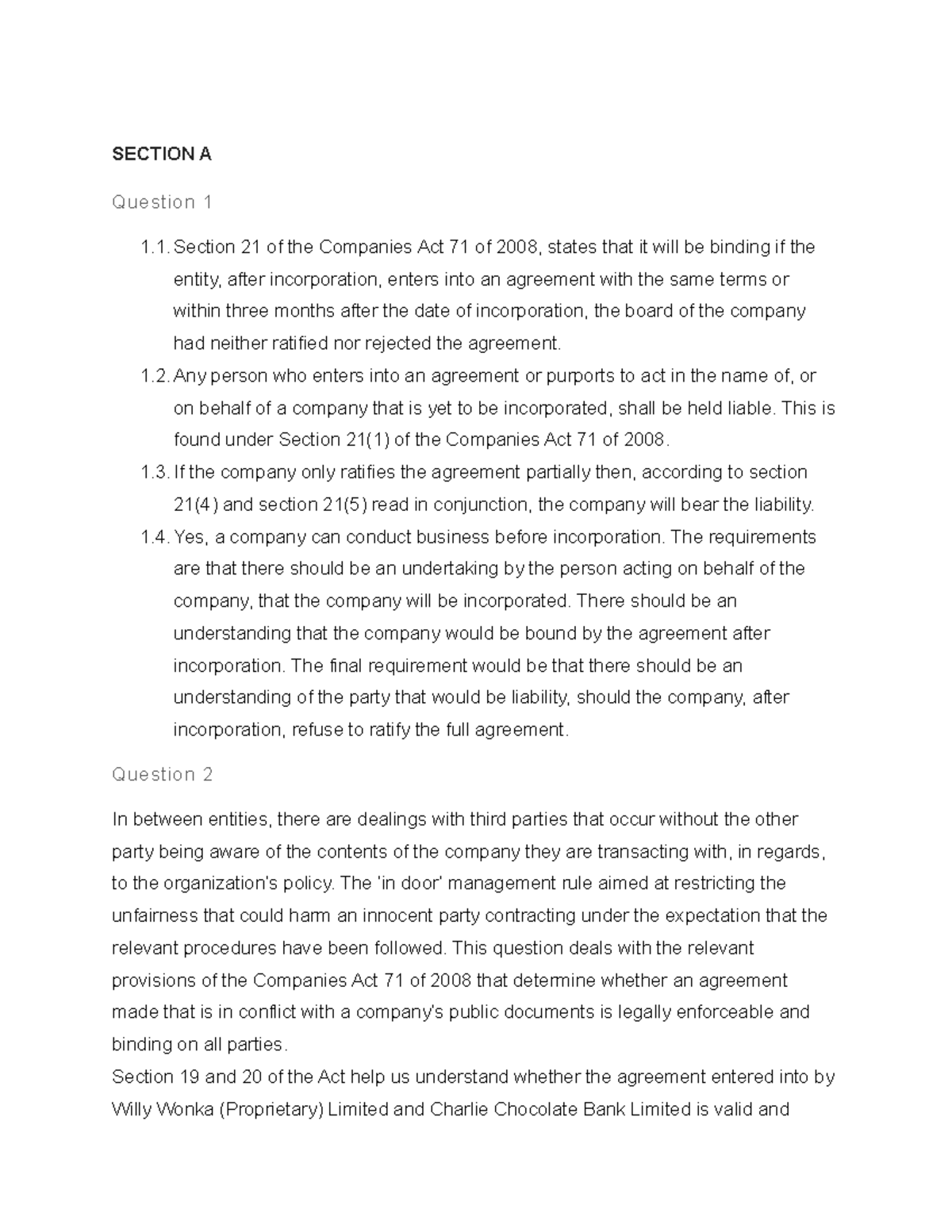 Business Entities - Semester one assignment example - SECTION A ...