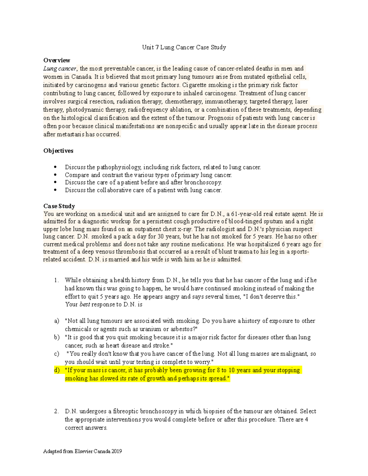 case study the lung cancer mystery