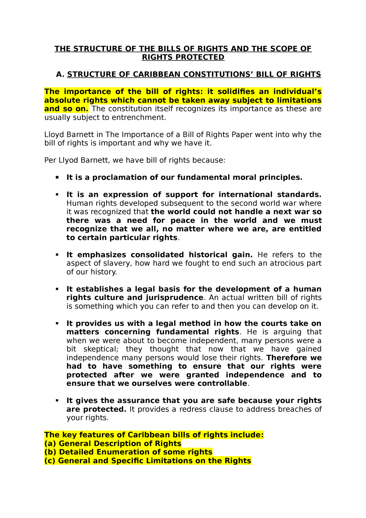 WB 2 - THE Structure OF THE Bills OF Rights AND THE Scope OF - THE ...