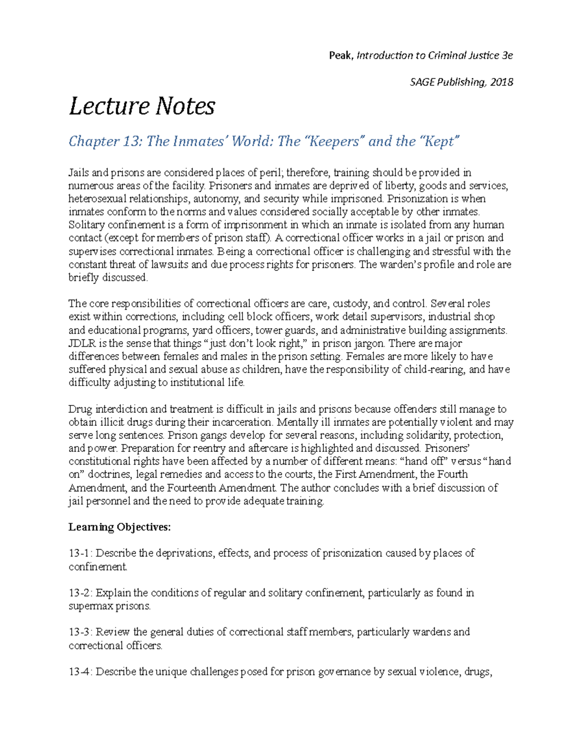 Chapter 13 Lecture Notes Court Methods and Challenges Sentencing and ...