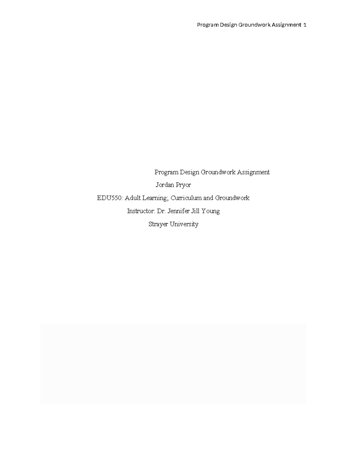 Groundwork Assignment - Program Design Groundwork Assignment Jordan ...