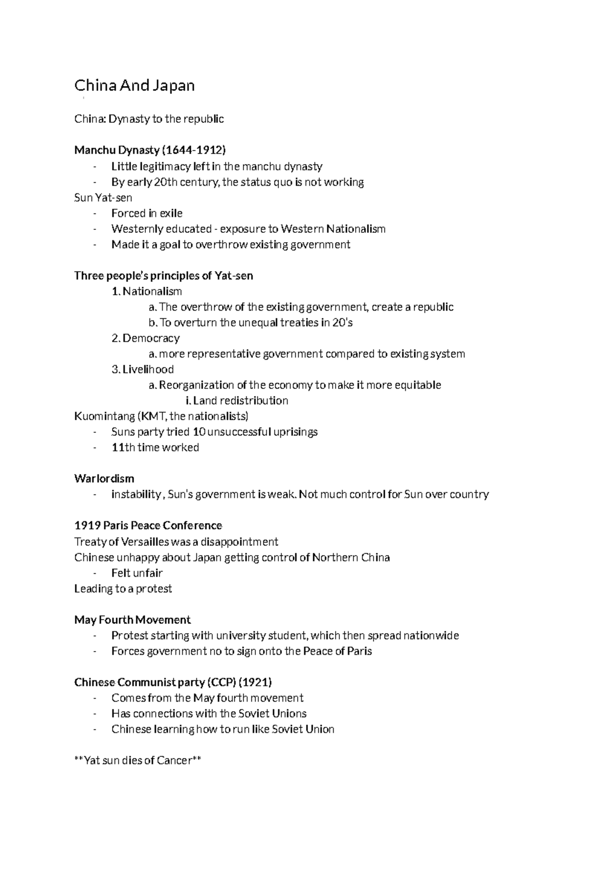 China And Japan Lecture Notes China And Japan China Dynasty to the