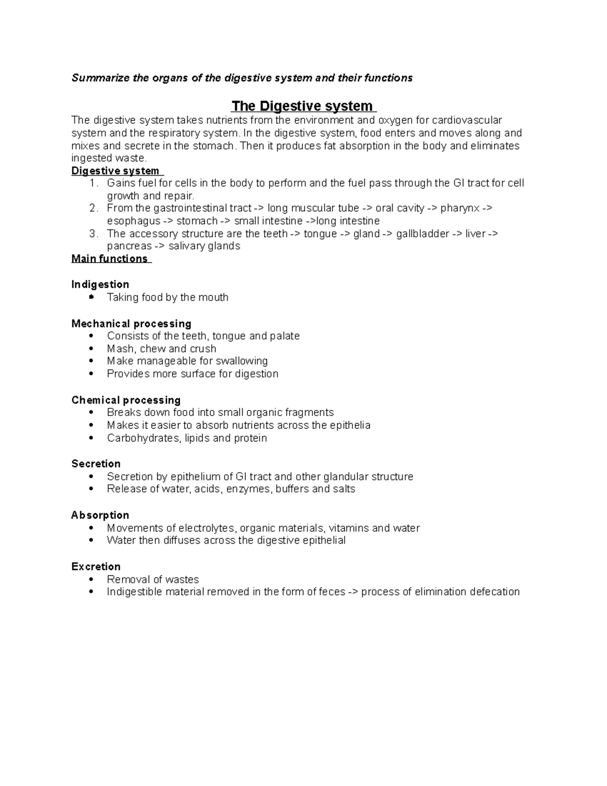 summarize-the-organs-of-the-digestive-system-and-their-functions-in