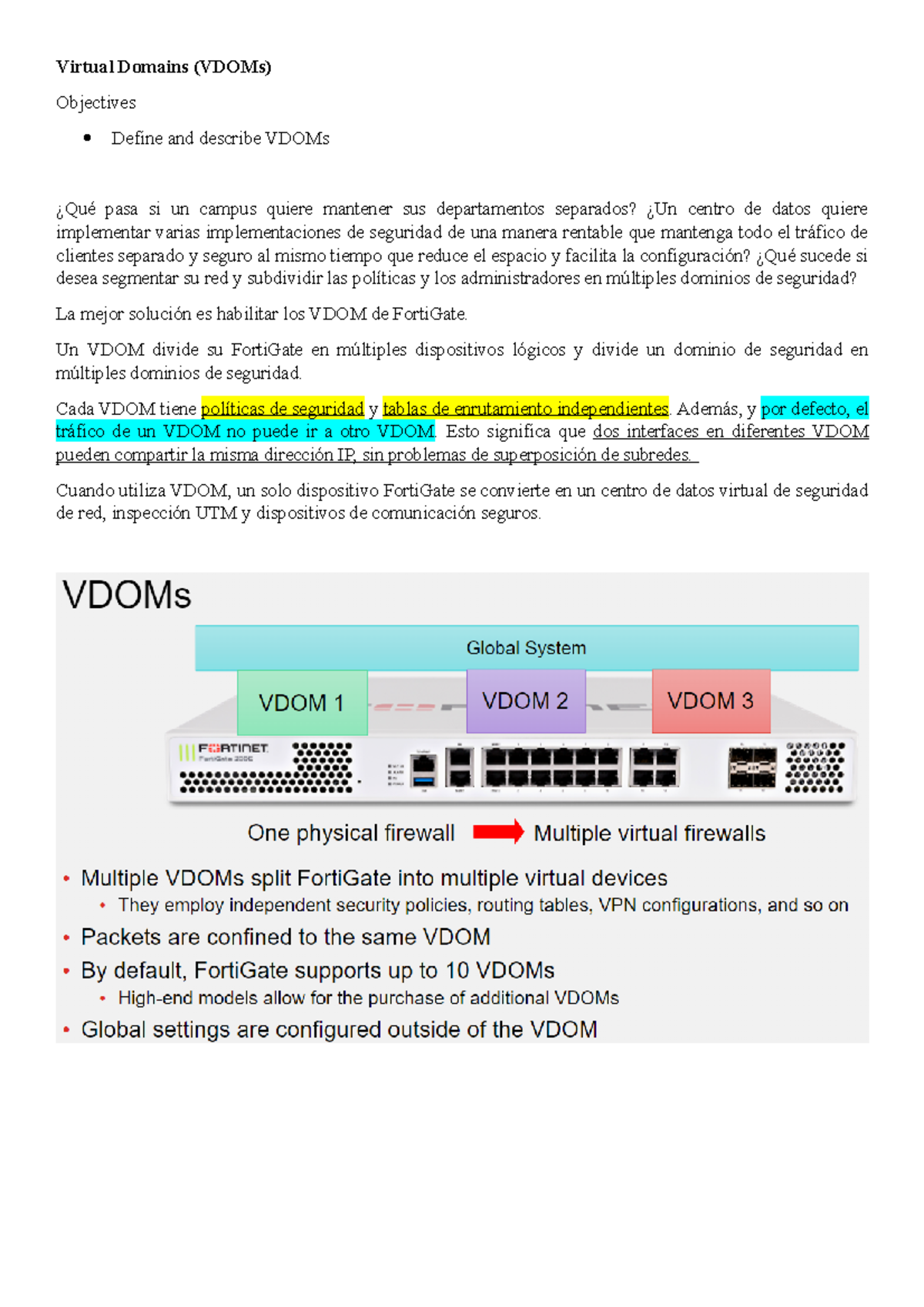 Forti Gate Infraestructure 02 - Virtual Domains (VDOMs) Objectives ...