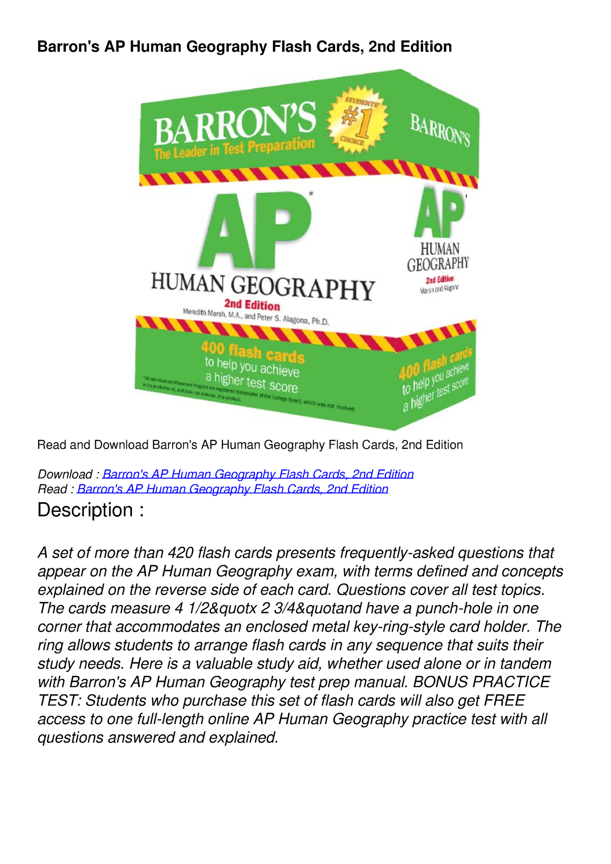 [PDF READ ONLINE] Barron's AP Human Geography Flash Cards, 2nd Edition ...