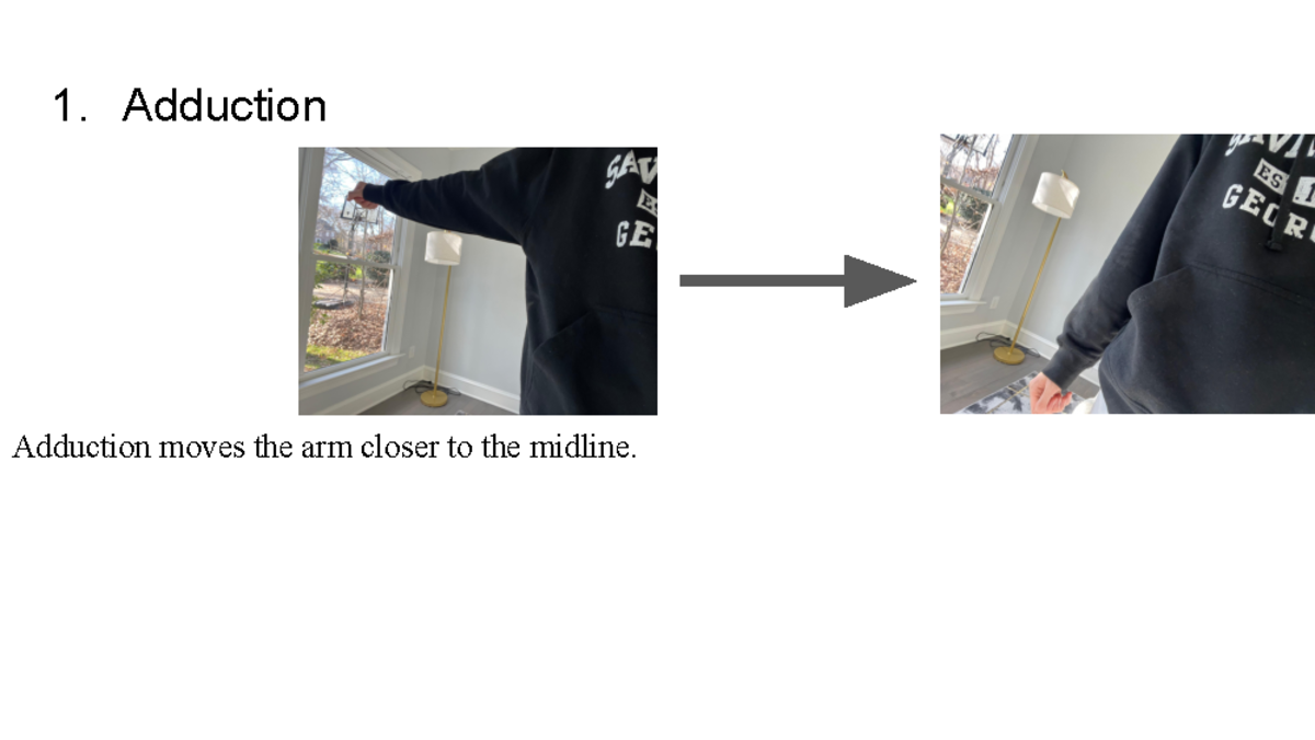 Muscle Action Activity - NURS 210 - 1. Adduction Adduction moves the ...