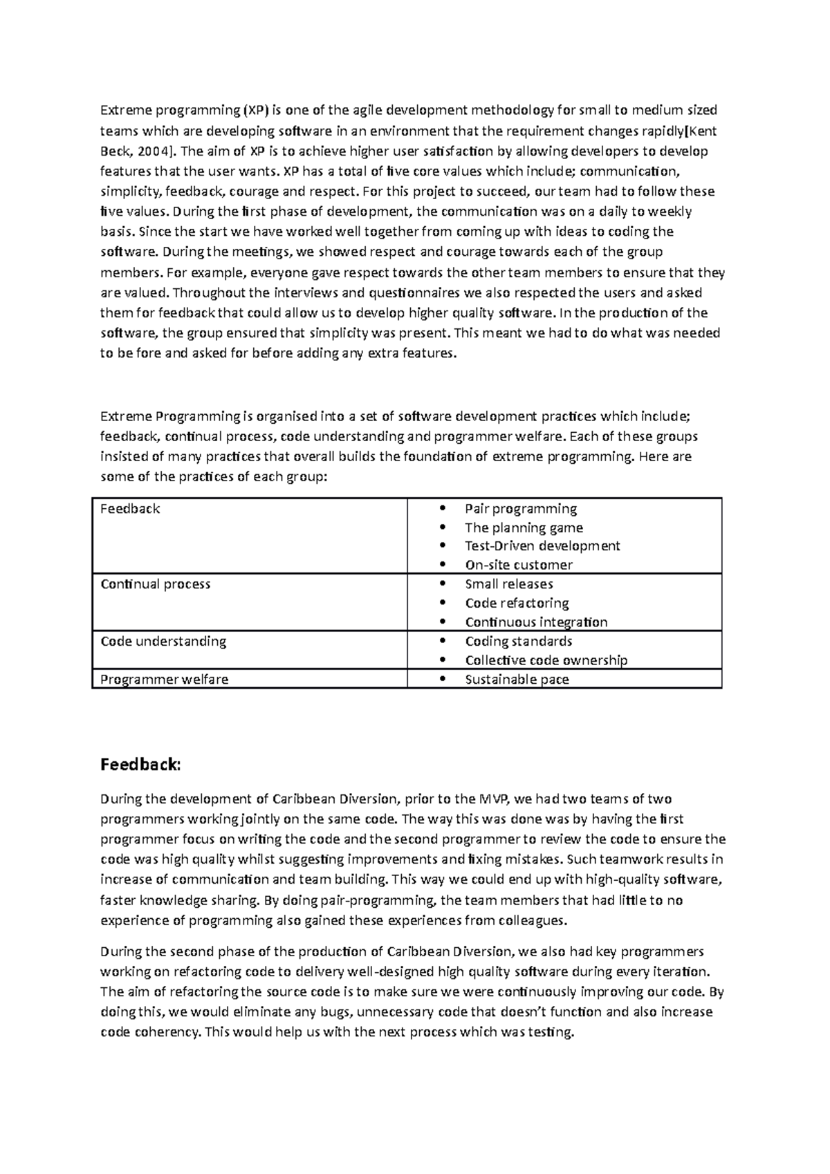 Extreme programming - team project to make game - Extreme programming