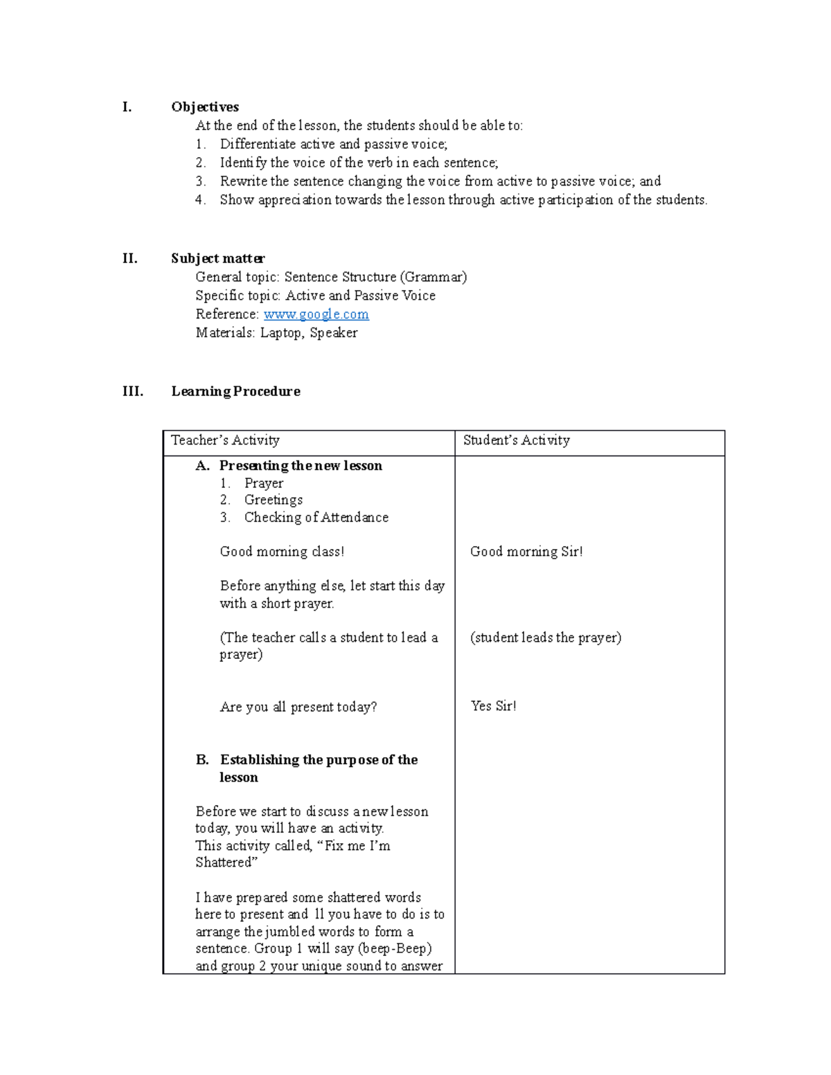 DLP Active AND Passive - IT Subject - I. Objectives At the end of the ...