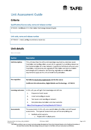 Ictten 422 UAG - Certificate IV Information Technology Support - Unit ...