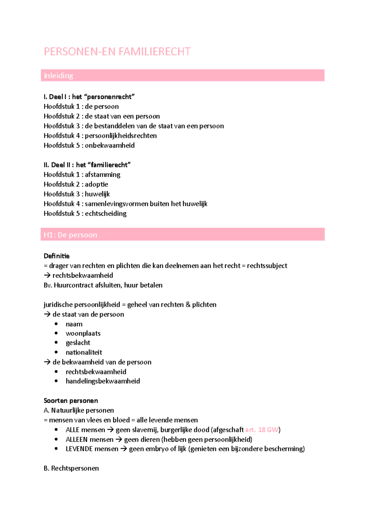 Personen Familierecht Samenvatting 2023 - PERSONEN-EN FAMILIERECHT ...