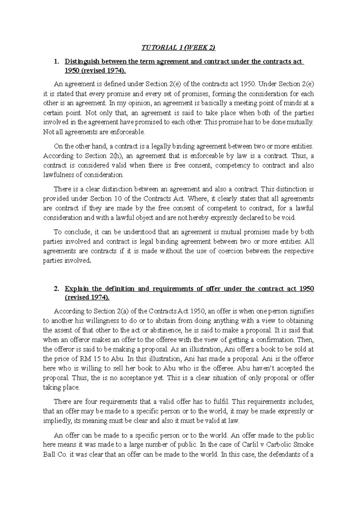 Contract Law 1 Tutorial 1 Week 2 Feel Free To Add More Information When Completing Your Contract Law 1 Tutorial 1 Week 2 Feel Free To Add More Information When Completing Your