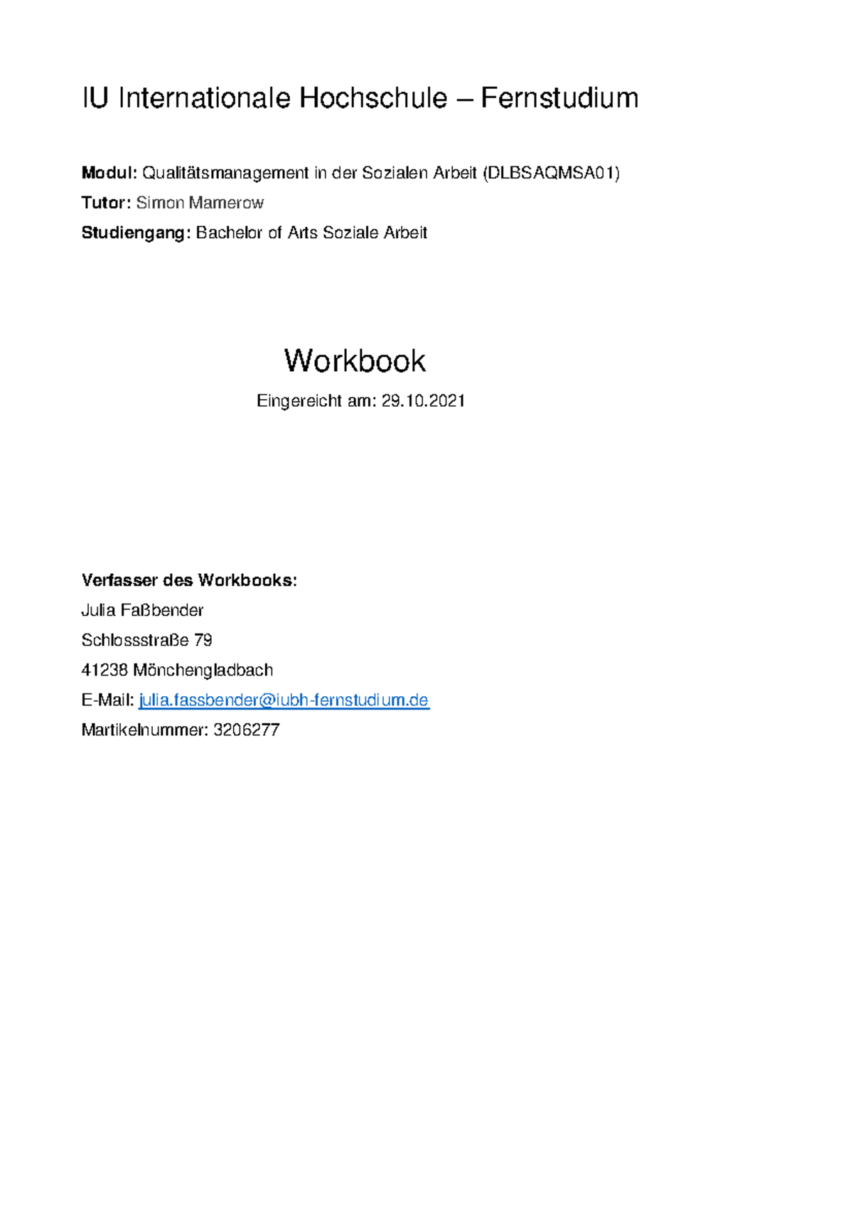 Workbook Qualitätsmanagement - IU Internationale Hochschule ...