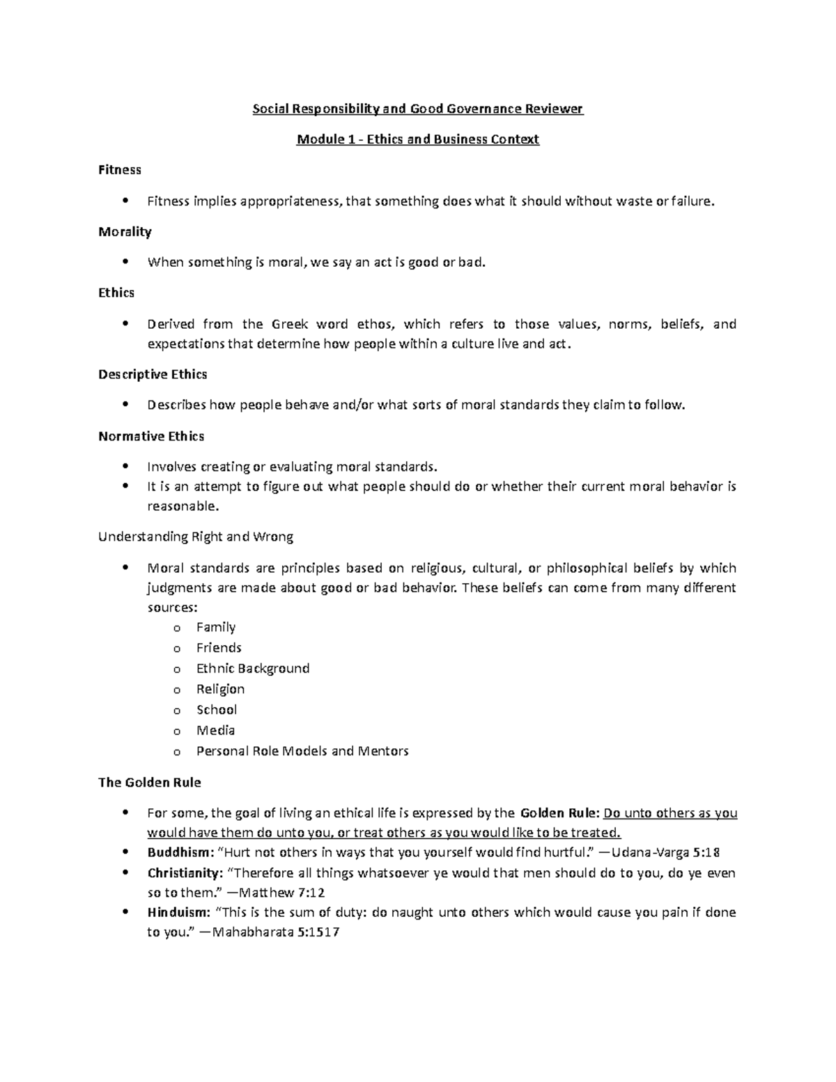 Social Responsibility and Good Governance Reviewer Module 1 2 3 4 ...