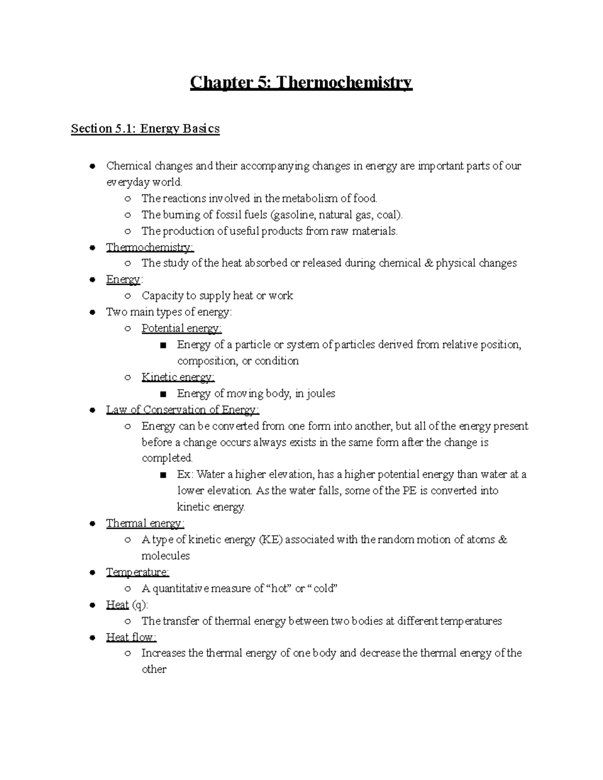 Chapter 5 Notes - Prof. Salem - Chapter 5: Thermochemistry Section 5 ...