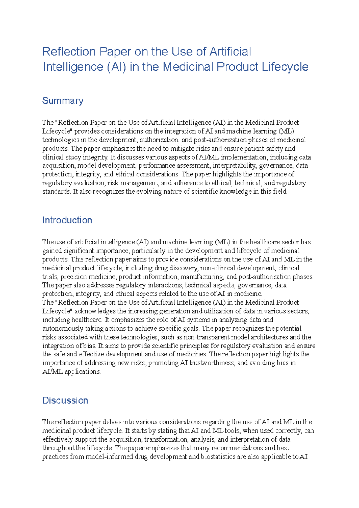 Topic 1 Life cycle management of medicinal products - Reflection Paper ...